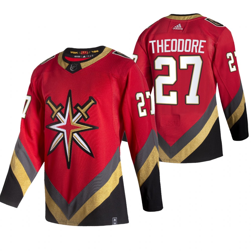 Cheap 2021 Adidias Vegas Golden Knights 27 Shea Theodore Red Men Reverse Retro Alternate NHL Jersey